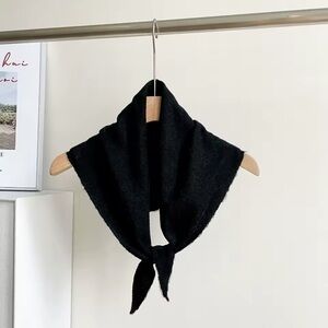 Black banana wool blended black Knit Scarf